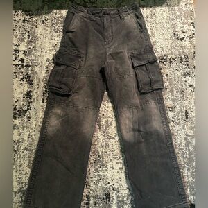 Gray light washed cargo pants